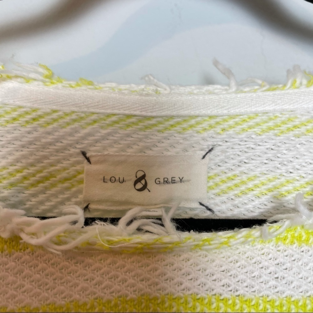 Lou&Grey White & YellowGreen Striped Waffle Knit Top - Picture 2 of 10